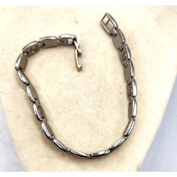 Two Tone Gold Tone, Silver Tone Watch Band Design Bracelet - 9" - Picture 2 of 3